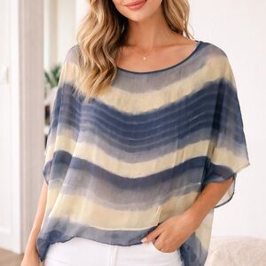 Gypsy 05 Sheer Chiffon Tie Dye Stripe Top | Made in Hollywood | Size M